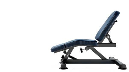 Adjustable weight bench on a white background, designed for versatile workouts and home gym setups, perfect for strength training