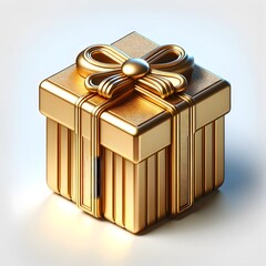 Luxurious 3D icon of golden package box, isolated on white background