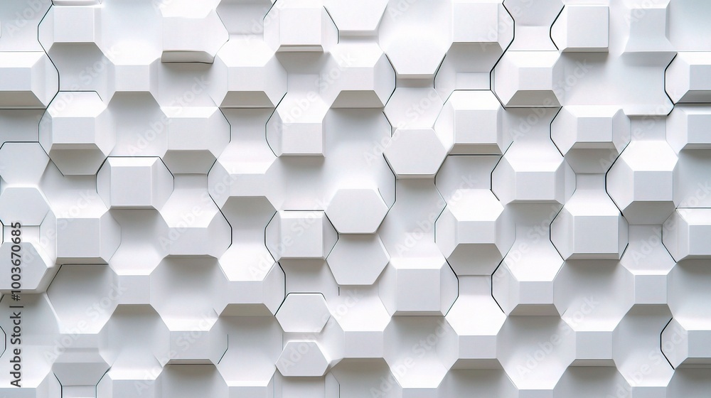Poster modern hexagonal pattern in white texture