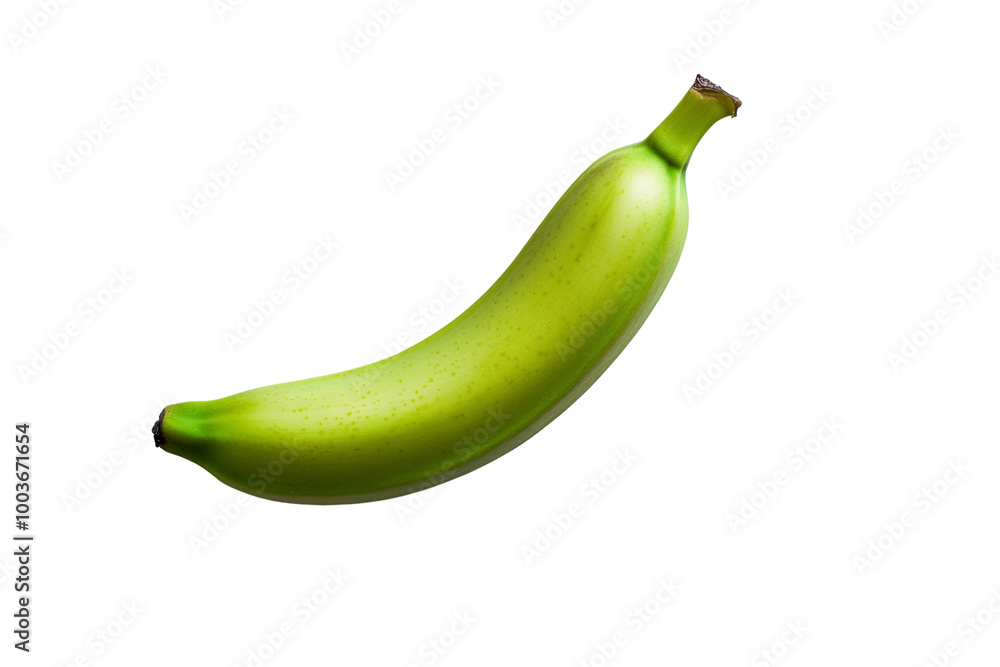 Poster Close-up of a single green banana ,Isolated on transparent background
