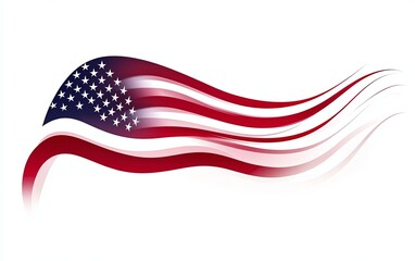 A stylized representation of the American flag, flowing with dynamic lines, symbolizing patriotism and movement.