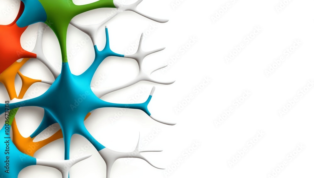 Aufkleber colorful background with brain cells and a minimalistic design featuring white space for text