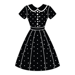 This charming vintage polka dot eyelet baby girls dress silhouette vector art design is perfect for kids' fashion projects. Capture the playful essence of childhood with this delightful illustration.