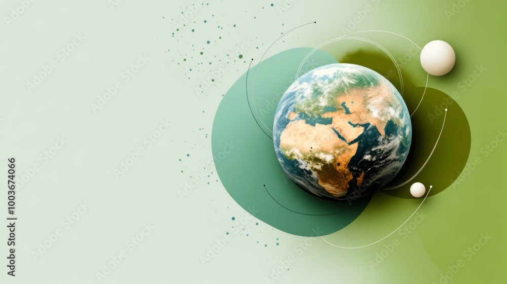 Poster a detailed illustration of earth surrounded by an intricate network of lines and nodes