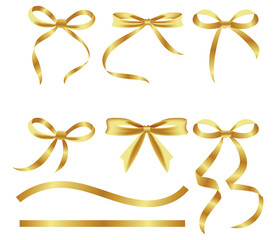 Gold ribbon vector, clipart decoration illustration, banner