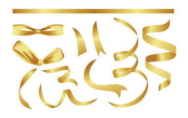 Gold ribbon vector, clipart decoration illustration, banner