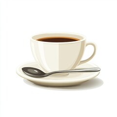 Obraz premium Vector Illustration of a Coffee Cup and Saucer