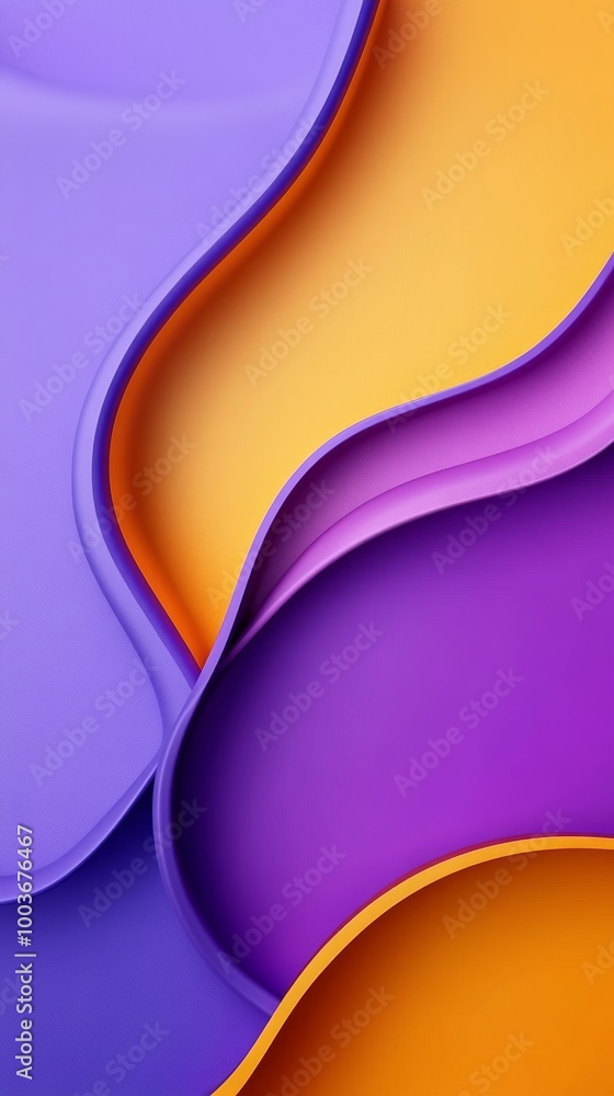 Poster colorful abstract waves blending purple and orange hues create a dynamic pattern with smooth curves 