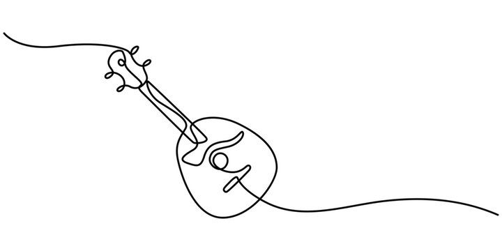 A single line drawing of a domra. Continuous line domra icon. One line icon. Vector illustration, Domara in a single line drawing. Continuous line domra icon. Modern illustration, pro vector.