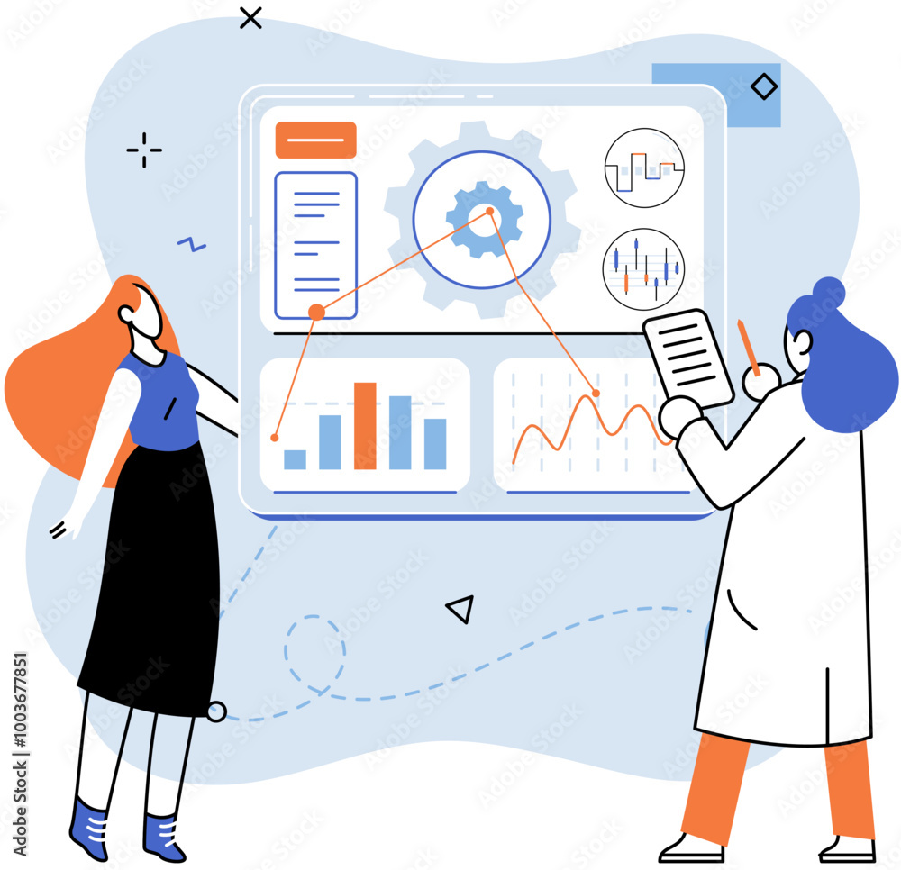 Poster technical analysis. vector illustration. analyzing data is essential for conducting technical analys