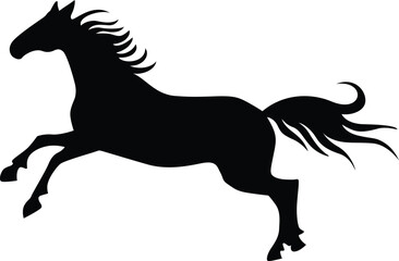 A Jumping Horse Silhouette Vector illustration on a white Background.