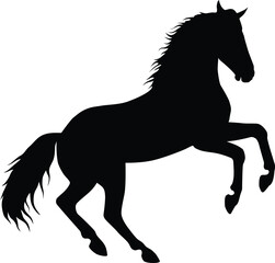 Jumping Horse Silhouette Illustration on White Background