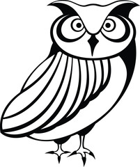 Owl Line Art Vector illustration on white Background.