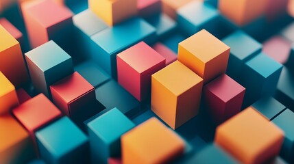 Obraz premium Abstract 3d rendering of geometric shapes. Composition with squares. Cube design. Modern background for poster, cover, branding, banner, placard. 