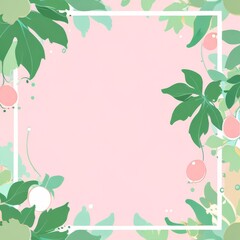 Fototapeta premium Pink Grapevine with Green Leaves on Pastel Background