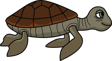 Green Sea Turtle Vector illustration isolated on white Background.