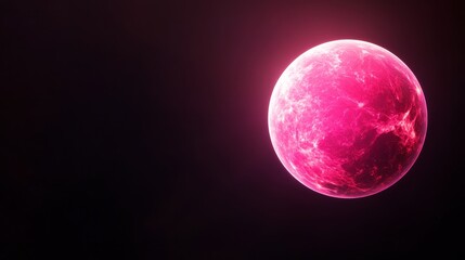 Fototapeta premium A vibrant pink moon glowing in a dark cosmic background, emphasizing celestial beauty and mystery.