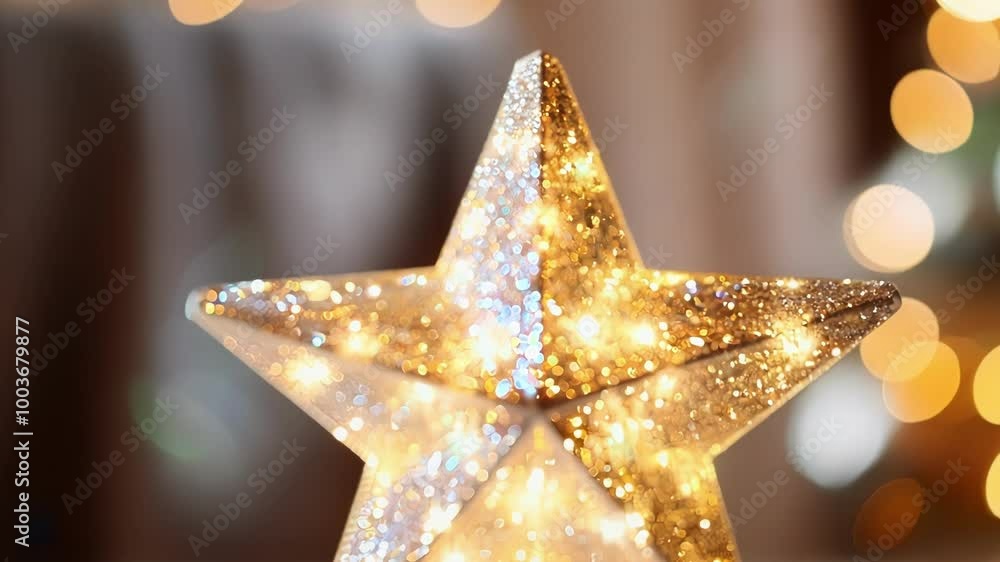 Aufkleber luminous christmas star is gently illuminating a table, creating a warm and inviting festive atmosph