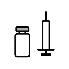 注射　ワクチン　アイコン　線画イラスト