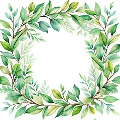 Naklejka premium Vector Green Branches Design. Watercolor Card with Leaves. Green Branches Card Template. Elegant Watercolor Leaves Card. Green Branch Illustration.