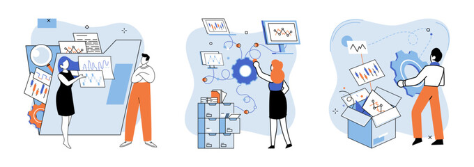 Technical analysis. Vector illustration. Finance and economy are closely intertwined, and understanding their relationship is essential for successful financial planning Financial planning Financial