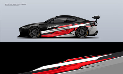 Sporty Racing Car wrap livery design with a touch of black. vinyl sticker design in vector file