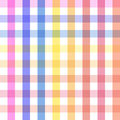 vibrant and colourfu gingham seamless pattern featuring pastel shades of pink, purple, blue, yellow, orange, and red. Perfect for fabric, wallpaper or any project needing a cheerful and playful design