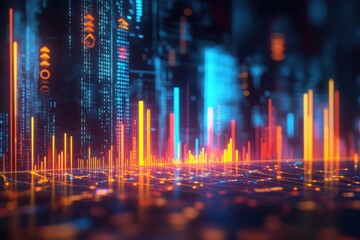 Growth in business and finance, growing graphs and charts with statistics and digits