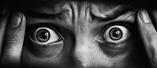 A person backing away with wide, terrified eyes, their face a picture of fear