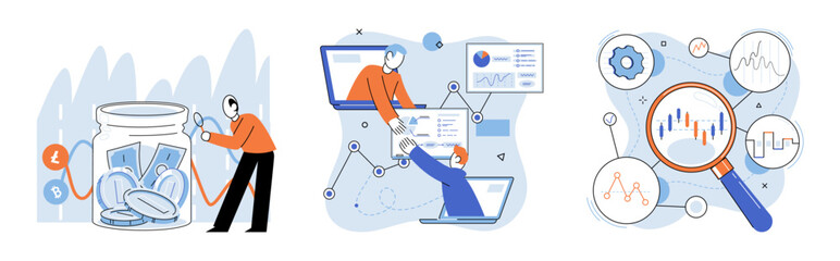 Technical analysis. Vector illustration. Technical analysis is valuable tool for analyzing market trends and making informed investment decisions Businesses rely on technical analysis to assess