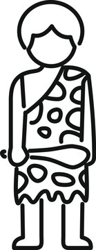 recommend clip art: Line drawing of a caveman from the stone age wearing animal skin clothes and holding a club
