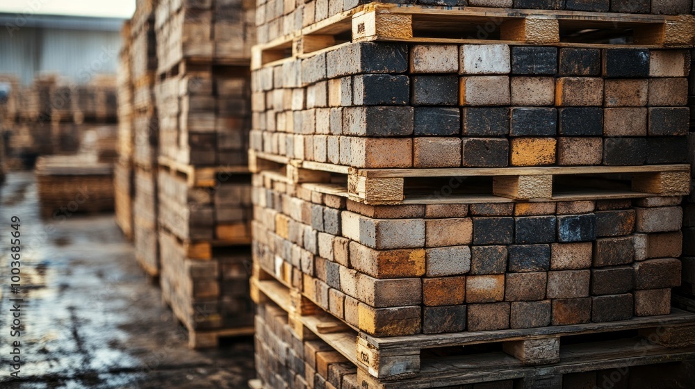 Poster a pile of bricks stacked on top of each other