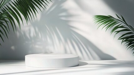 Obraz premium Minimalist Display with Shadows and Greenery