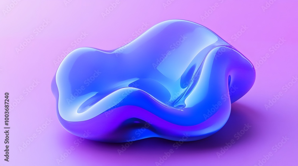 Aufkleber blue and purple gradient color floating liquid blob. 3d rendering picture.