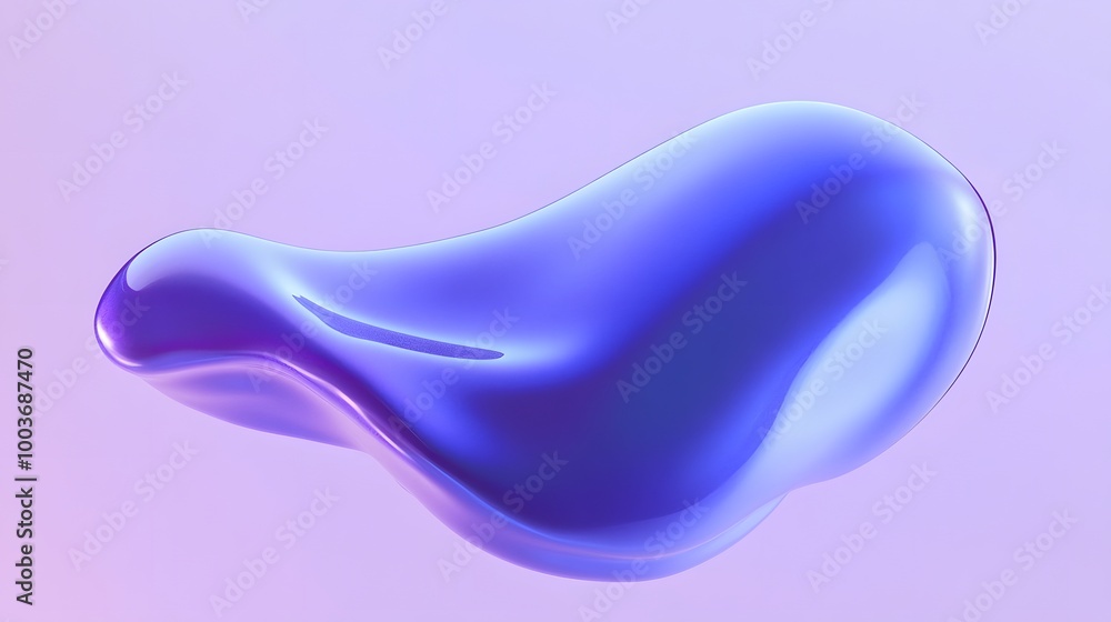 Aufkleber blue and purple gradient color floating liquid blob. 3d rendering picture.