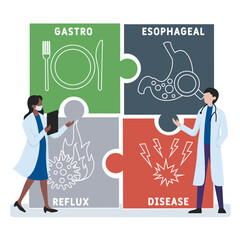 GERD - Gastroesophageal Reflux Disease acronym. medical concept background. vector illustration concept with keywords and icons. lettering illustration with icons for web banner, flyer, landing
