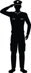 Soldier man salute silhouette icon, Vector illustration on black and white.