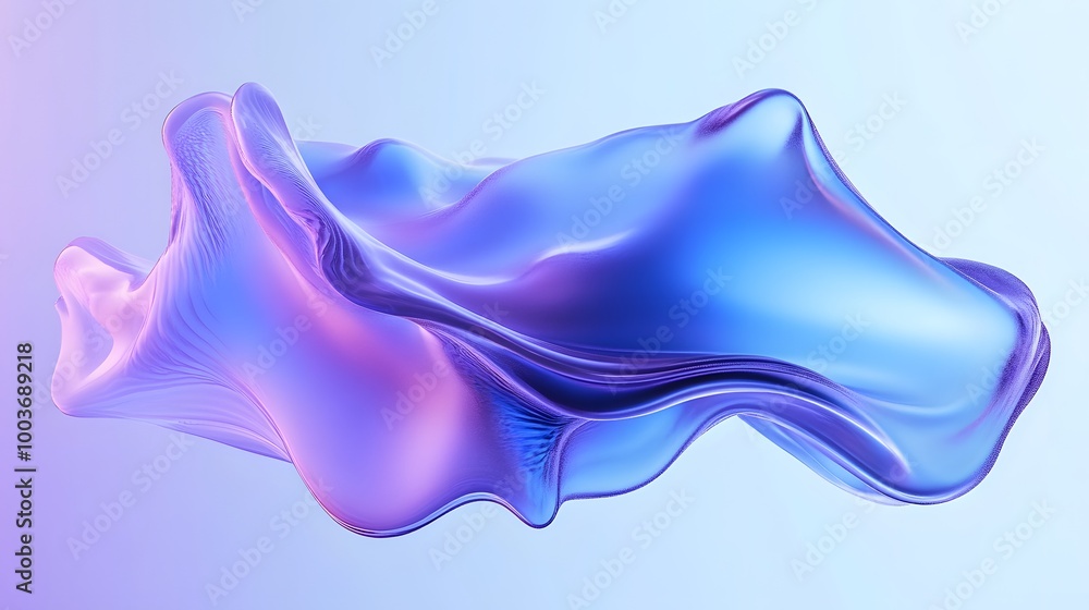 Aufkleber blue and purple gradient color floating liquid blob. 3d rendering picture.