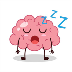 Cute rest expression of brain cartoon character