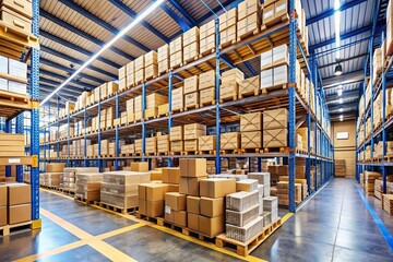 Well organized storage space filled with parcels and packages highlighting efficient handling and distribution of goods