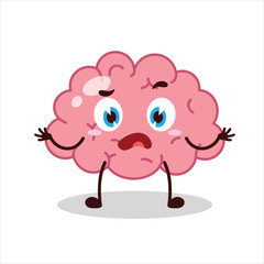 Cute don't know expression of brain cartoon character