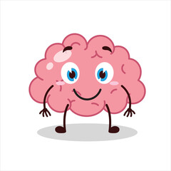 Cute smile expression of brain cartoon character