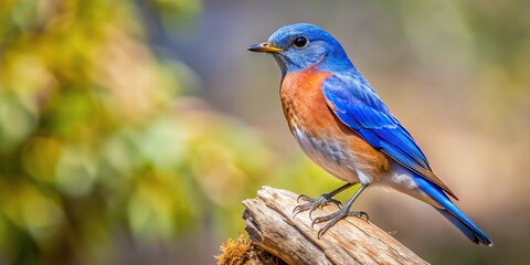 Western Bluebird perched in a tree with sunset silhouette at Whiskeytown Recreation Area California