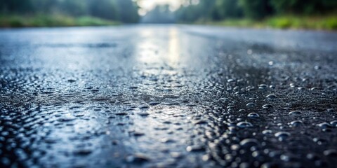 Wet asphalt texture under drizzle