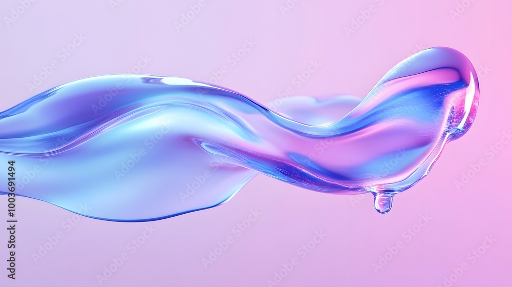 Aufkleber blue and purple gradient color floating liquid blob. 3d rendering picture.