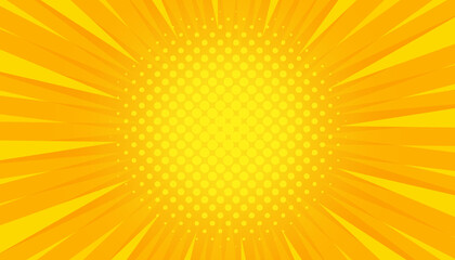 Yellow comic explosion halftone retro modern sunburst for template, cover, banner, poster, background