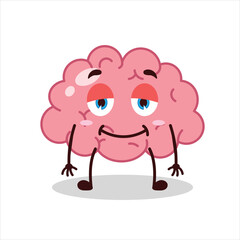 Cute lazy expression of brain cartoon character