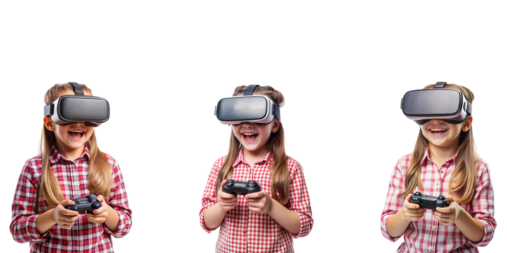 young girls with VR glass