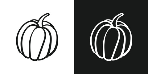halloween pumpkins doodle line art isolated. Vector illustration