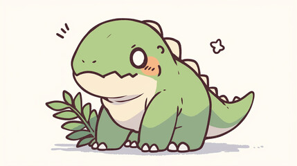 Cute Green Dinosaur Illustration - Adorable Cartoon Character